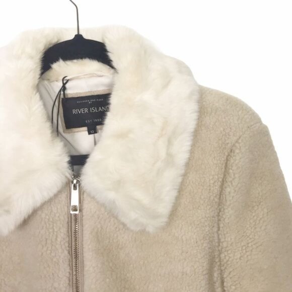 River Island Aristo Punk Teddy Fleece Jacket NWT US 8 - Picture 6 of 12